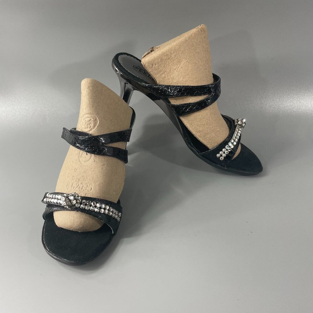 Helle Comfort Black  Strappy with Disco Ball on the Front Sandals, Size 39